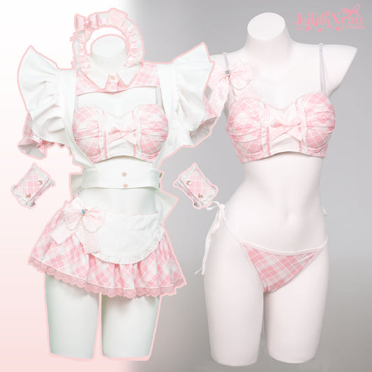 Maid Lingerie 7-Piece Set (Pink)