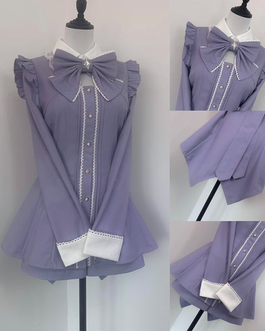 [shipped within 7 days] Jirai Kei Lavender Blouse & Shorts Set – Honeyswan