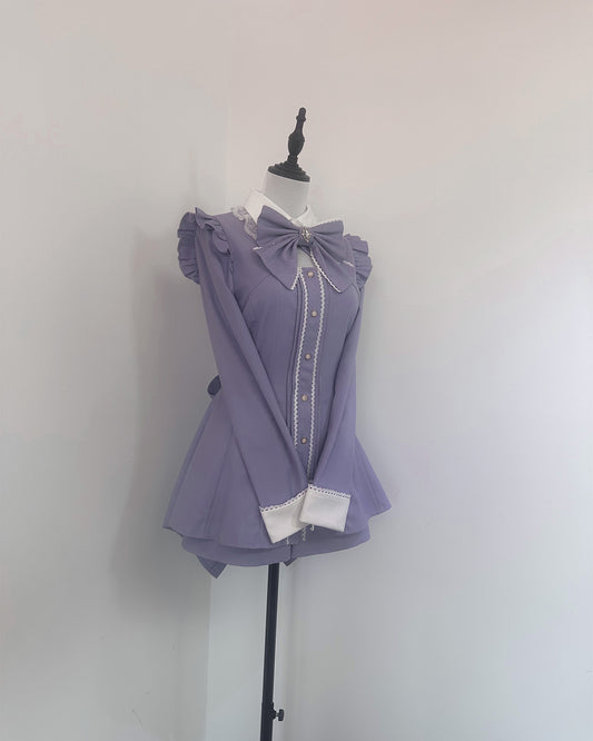 [shipped within 7 days] Jirai Kei Lavender Blouse & Shorts Set – Honeyswan
