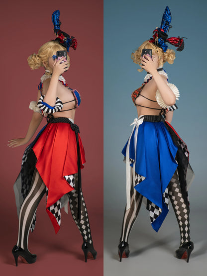 [FREE SHIPPING] Harlequin Magician Costume Showgirl Lingerie Set