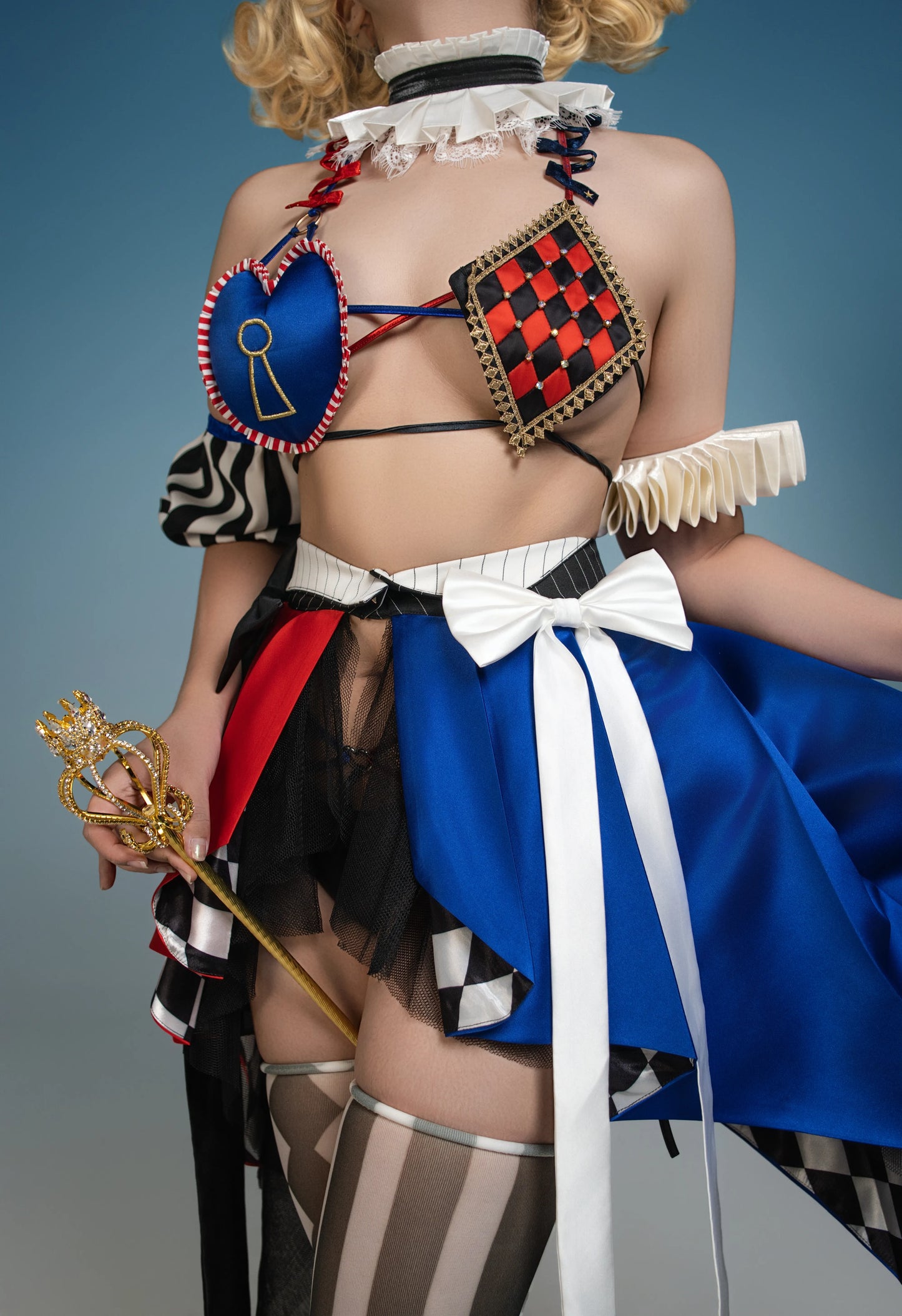 [FREE SHIPPING] Harlequin Magician Costume Showgirl Lingerie Set